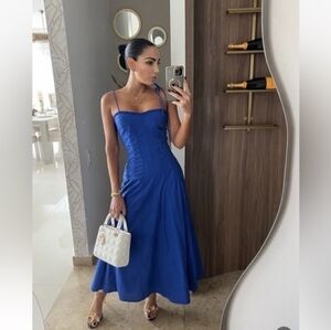 POPLIN TIE MIDI DRESS SIZE XS